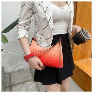 New crocodile pattern simple baguette bag single shoulder bag